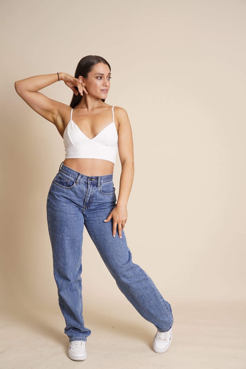Alexandra Sarandis commercial fashion modelling in jeans